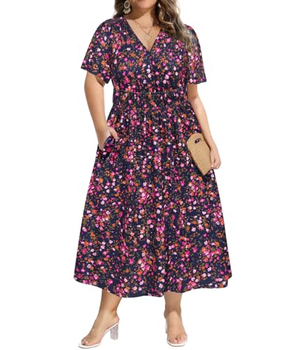 CARCOS Plus Size Dresses for Curvy Women V Neck Summer