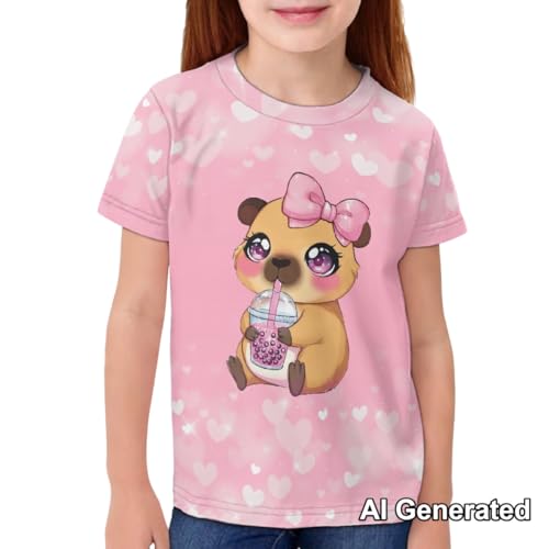 Image of Xhuibop Kids Tshirts Girls Boys 3-16 Years Summer Clothes for Teens Loose Fitting Tops