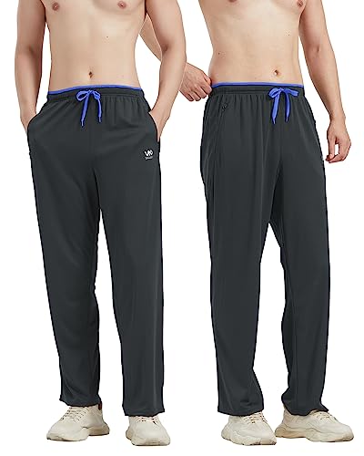 Men’s Athletic Pants with Zipper Pockets Open Bottom Lightweight Sweatpants, for Workout, Running, Gym, Training3