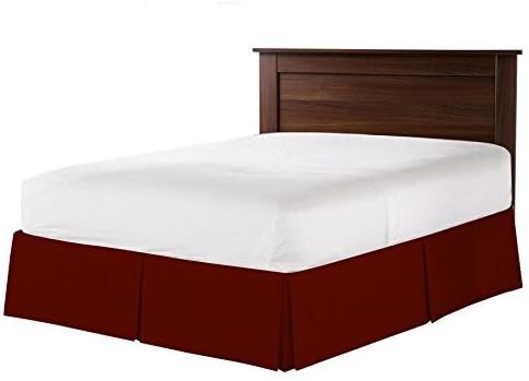 Hotel Luxury 1-PC Split Corner Tailored Bed Skirt (Pattern : Solid) 1500 Thread Count Heavy Egyptian Cotton with 20" Inch Drop Length (King Size, Burgundy)