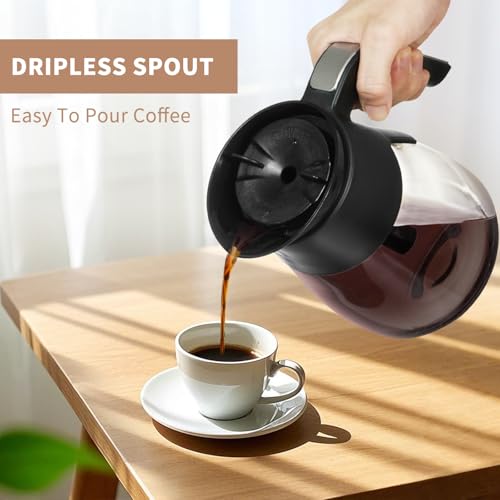 Image of 10-Cup Coffee Pot Replacement for CM401 Ninja Coffee Maker | Glass Carafe Compatible with CM371 CP301 CM300 CM400 CF091,Ninja Coffee Pot Replacement with Brew-Through Lid & Sturdy Handle