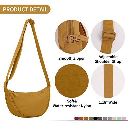 Image of Nylon Crescent Crossbody Bag for Women Men, Small Travel Sling Bag