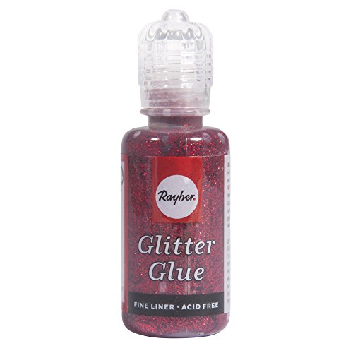 RAYHER 33840290 Glitter Glue Metallic Bottle 20 ml Wine Red
