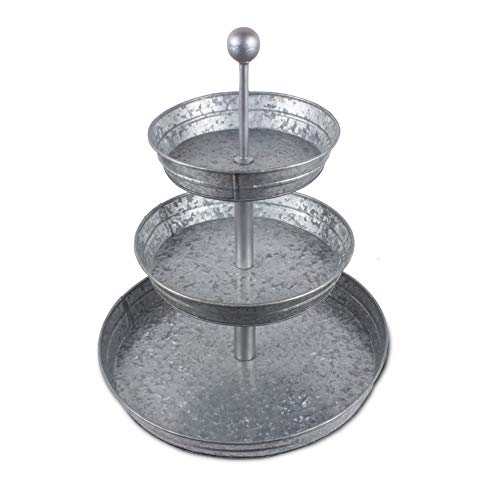 NIRMAN Galvanized metal 3 Tier Serving Tray, Cupcake Stand, Dessert Stand Metal Tin Tiered Tray for Parties.