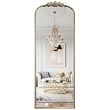 WallBeyond Arched Full Length Mirror Wall Mounted, 21x56 Inch Gold Antique Mirror, Vintage Metal Frame Full Body Mirro for Bedroom, Living Room, Hanging or Leaning