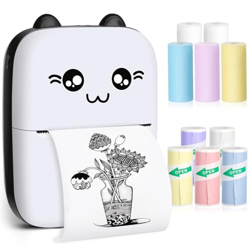 Mini Pocket Printer, Gifts for kids, Portable Thermal Printer for Pictures/Retro Photos/Receipts/Notes/Lists/Label/ Memo/QR Codes, Bluetooth Wireless Smart Printer with Android or iOS APP (Black)