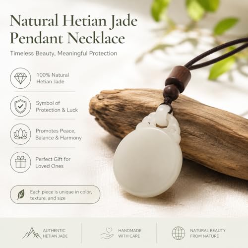 ANNIE WU Natural Hetian Jade Pendant Necklace for Women – Handmade Smooth White Jade Jewelry, Meaningful Protection, Peace & Harmony, Elegant Gift for Birthday, Christmas, Mother's Day & Anniversary — view 3