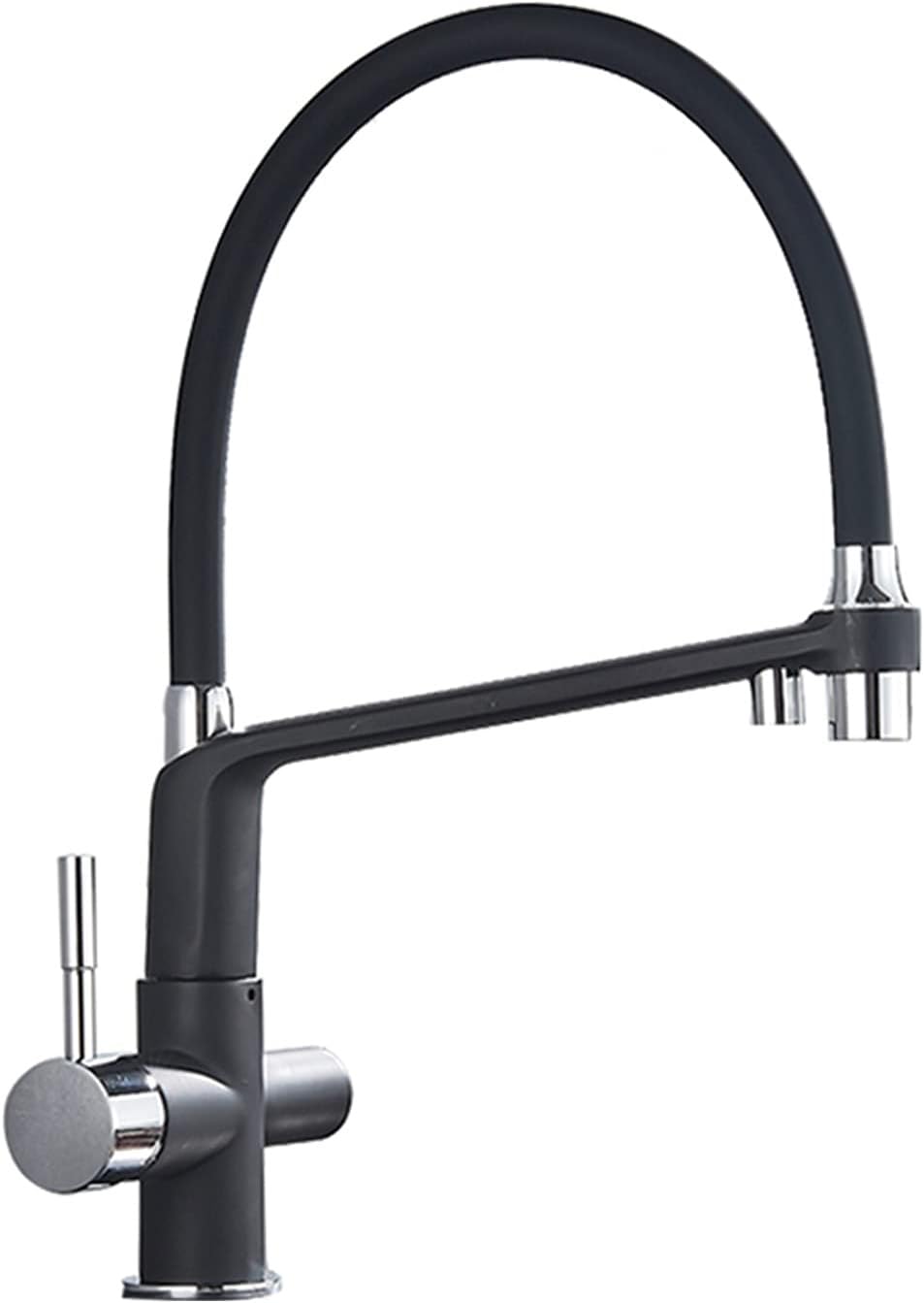 Pull Down Kitchen Faucet, Brushed Gold 360 Swivel Pure Water Filter for, Purification Mixer Tap,Chrome (Black Chrome A)