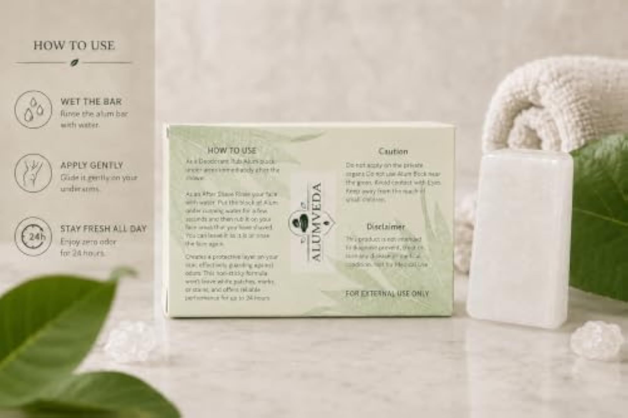 Natural Crystal Body Deodorant 100g, Mineral Salt Stick