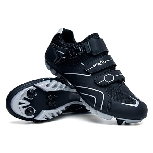 JiuQing MTB Cycling Shoes Men SPD 2-Bolt Black 8.5