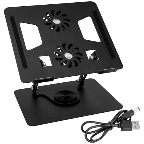 Belle Vous Adjustable Laptop Stand for Desk - 360° Rotating Base, Foldable Laptop Riser with Cooling Pads - Ergonomic Portable & Compatible with all Laptop/Notebook Holder