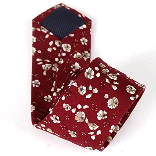 Image of Mantieqingway Men's Cotton Floral Neck Tie 2.56'' Printed Skinny Tie
