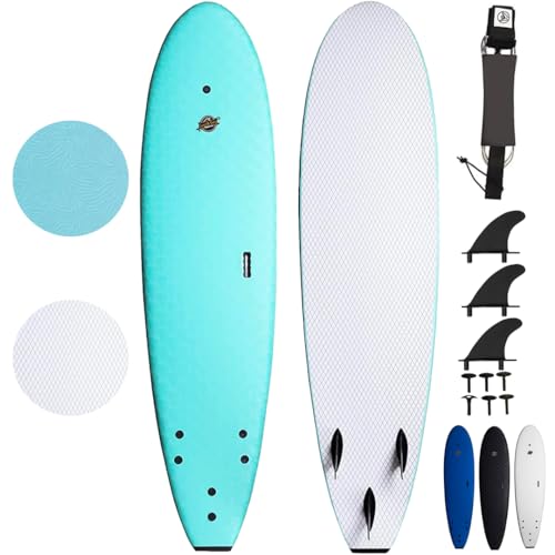 South Bay Board Co. - Premium Beginner Soft Top Surfboards - 7' | 8' | 8'8 Sizes (7' Ruccus - Aqua, 7' Ruccus - Aqua)
