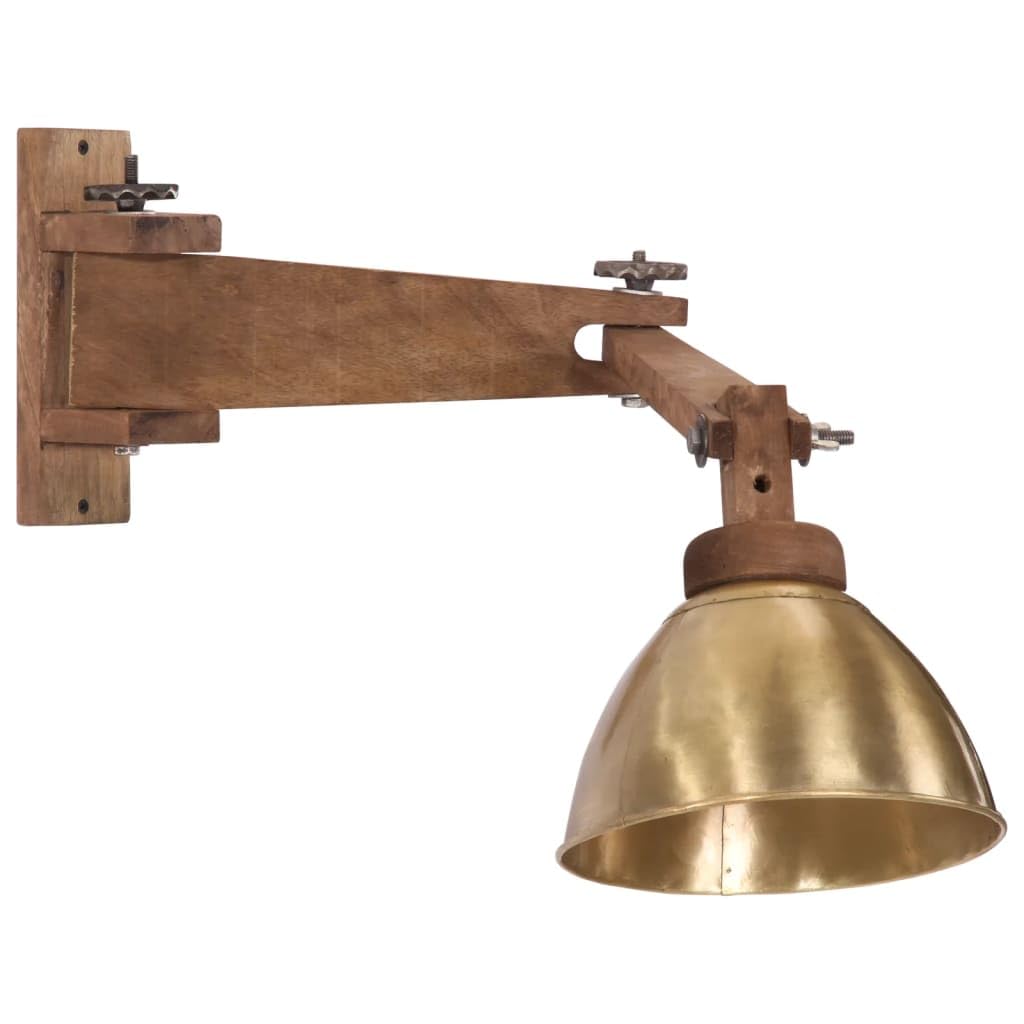Lampa ścienna 25 W E27 ek kolor mosiądzu lite drewno mango