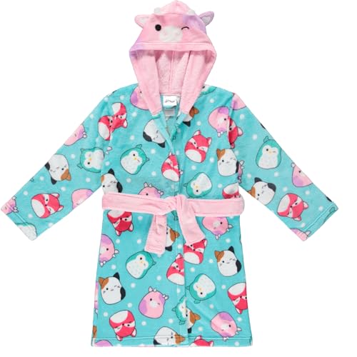 Squishmallows ガールズ フリース キッズ フード付きローブ - スーパーソフト プラッシュ キッズ スパ バスローブ ポケット付き サイズ 6-12 - 公式商品, ブルーピンク, 12の商品画像（Amazon）