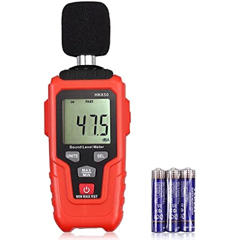 CAMWAY Decibel Meter Digital Noise Meter Sound Level Meter Measuring Range 35-135dB(A), Max/Min Self-Calibrated Decibel Monitoring Tester, Temperature Measurment & LCD Backlight & FastLow Speed Cover