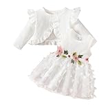Infant Baby Girls Tutu Doll Dress Toddler Girls Fairy Butterfly Tulle Flower Dress for Birthday Party White 12-18 Months