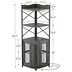 Aheaplus Corner Bar Cabinet with Power Outlet, Industrial Wine Cabinet with LED Strip and Glass Holder, 5-Tiers Liquor Cabinet Bar Unit for Home, Corner Display Cabinet for Small Space, Grey Oak - Image 3