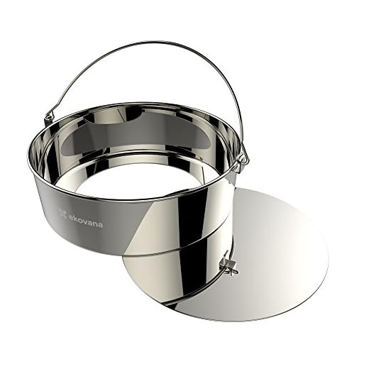 ekovana Stainless Steel Cheesecake Push Pan Round 8 inches - Compatible with Instant Pot or Ninja Foodi 8 qt accessories