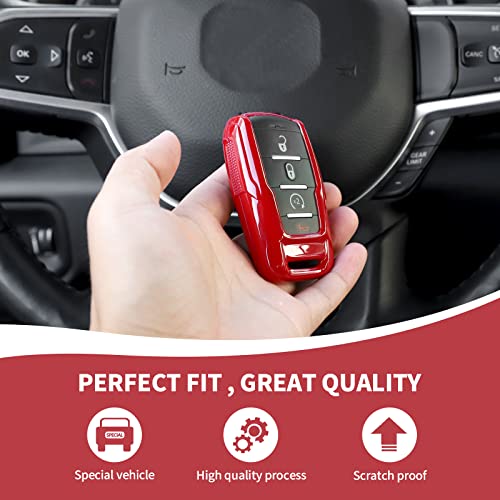 Image of RAZPOY for RAM Key Fob Cover, ABS Key Case Cover Holder Protector Compatible with for 2018-2022 Dodge RAM 1500 2500 3500, Red
