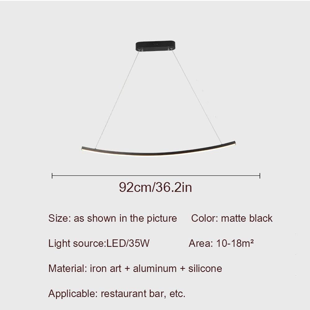 Modern Curve LED Linear Pendant Light,Simplicity LED Island Light 36.2 Inch Acrylic LED Linear Stepless Dimmable Chandelier for Kitchen Island Desk Pool Table,