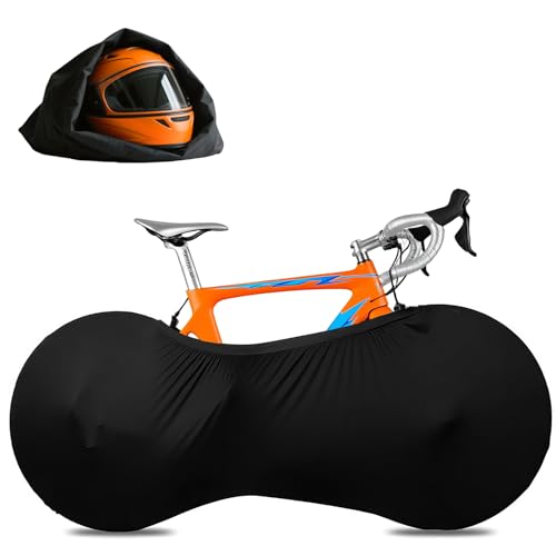 Fahrradabdeckung Fahrradschutz - 1 Stück Schwarz Fahrrad Abdeckung Fahrradhülle für Fahrräder Mountainbike Fahrradgarage Innenbereich Staubdicht Fahrradschutzhülle mit 1pc Helmtasche