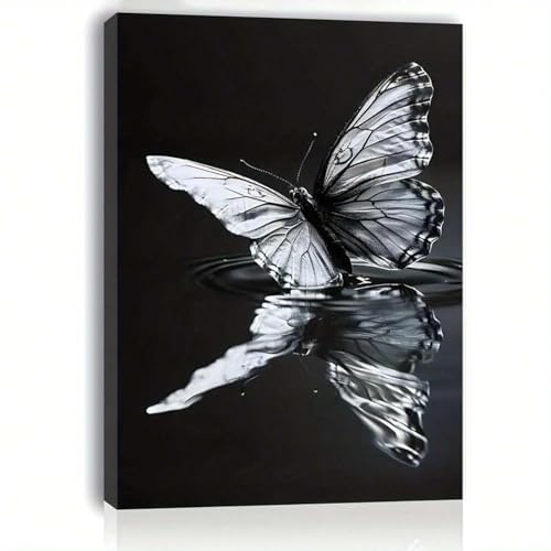 Impression zen papillon noir et blanc salon 60x80