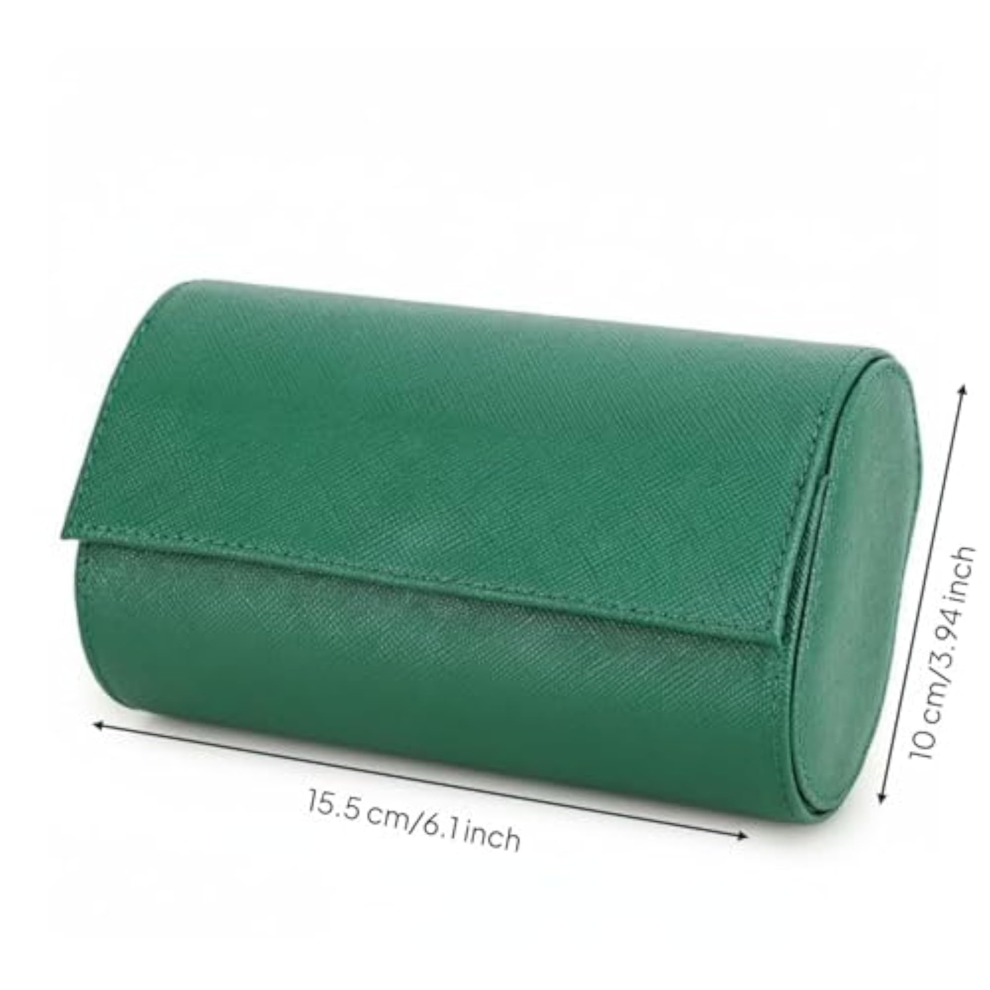 Leather 2-Slot Watch Storage Box, Green