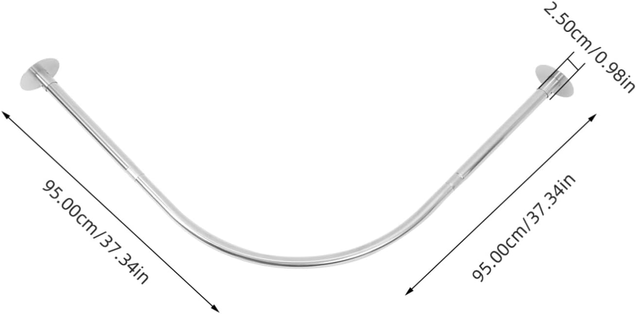 Curved Adjustable Shower Curtain Rod Telescoping Tension Bathroom Pole for Easy Installation Made from for Hanging Clothes and Curtains