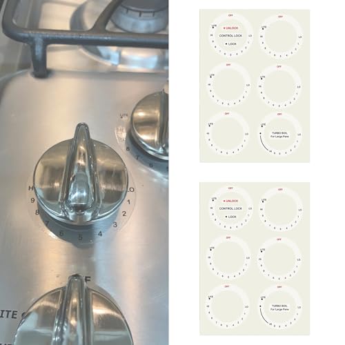 12 Pcs Stove Dials Sticker for Burner Cooktop Hob Cooker Top - Oven Replacement Adhesive knob Symbol Electric Range Knob Kit Decals for Identify The Burners
