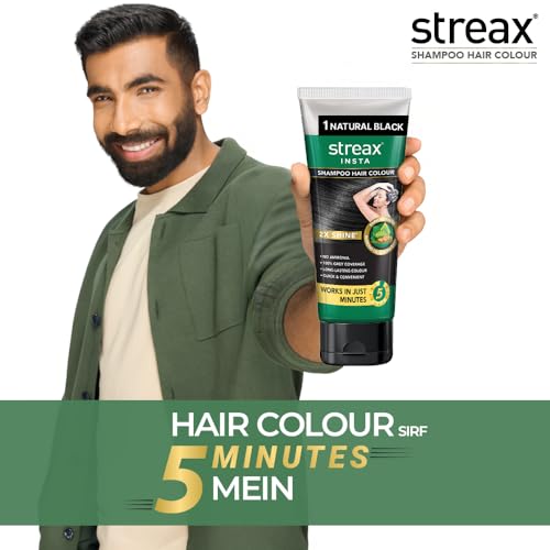 Image of Streax Shampoo Hair Colour, 60 ml - Natural Black, Easy DIY- Squeeze Pack
