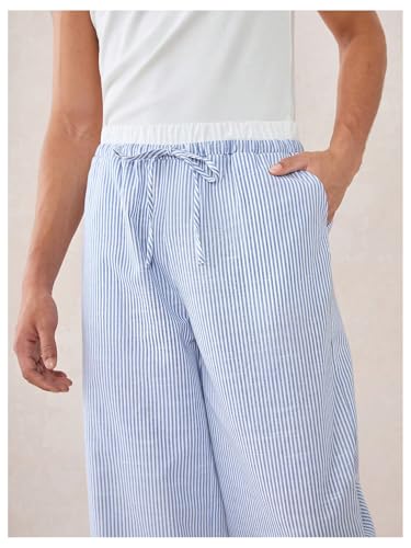 SOLY HUX Men's Striped Pants Drawstring Elastic Waist Wide Leg Baggy Pants Casual Streetwear3