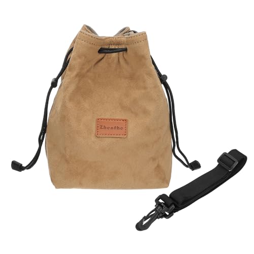 Patikil S Size Drawstring Lens Case Flannel Camera Handbag with Adjustable Shoulder Strap for DSLR Lens, Yellow by PATIKIL - Used condition - US$14.01