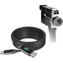 BoxWave Cable Compatible with Camp Snap CS-8 Digital Video Recorder - PowerDisplay PD Cable 6ft - USB-C to USB-C 100W, LED Wattage Info Extra Long Braided Nylon - Jet Black