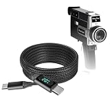BoxWave Cavo compatibile con videoregistratore digitale Camp Snap CS-8 - Cavo PowerDisplay PD (1,8 m) - USB-C a USB-C (100W), informazioni sulla potenza del LED in nylon intrecciato extra lungo - Nero