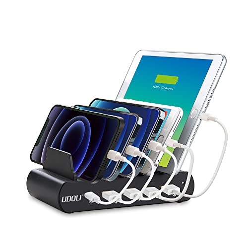 110W 5 Ports Fast Charging Station for Multiple Devices 100W Stand Organizer USB Type C Laptop Charger for Apple MacBook Pro Air,Compatible with iPad iPhone & Android Phone Tablet, White