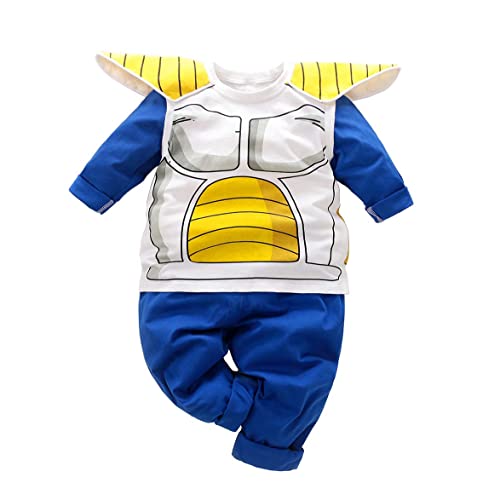 Image of IURNXB Baby Clothes Newborn Jumpsuits Baby Long Sleeve Cartoon Clothes Set Tops + Pants (Blue, 9-18 Months)