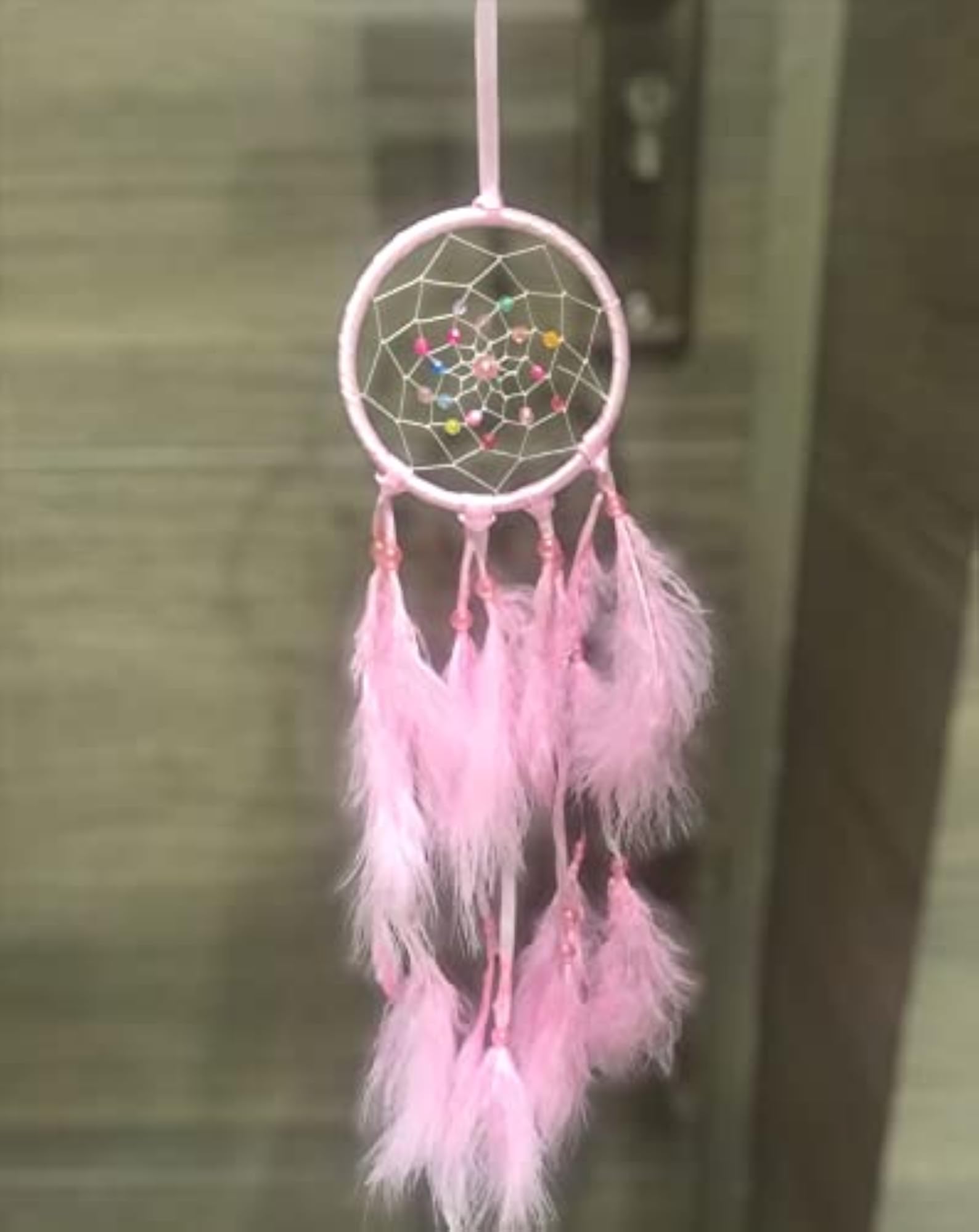 Dream Catcher with Multicolor Beads, Feather Design
