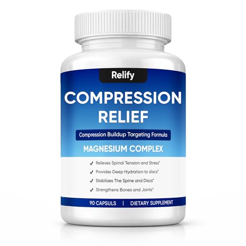 Mentara Relify Compression Relief Capsules with 1000mg Magnesium Complex for Women & Men Support Back Spine & Discs Reduces Pressure Non-GMO 90 Capsules