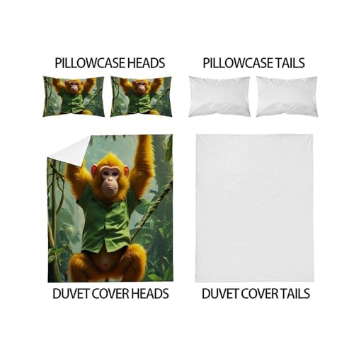 Housse de couette singe en microfibre 220x240 cm pour lit king size