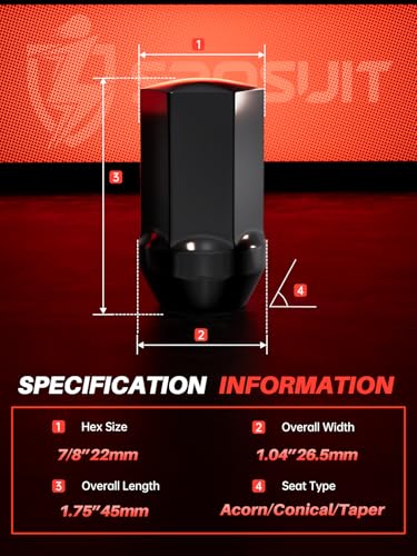 Image of Sposuit Lug Nuts Sposuit M14x1.5 Lug Nuts - Replacement for 2019-2024 Ram 1500 - OEM Factory Style Black Lug Nut(24 Pcs)