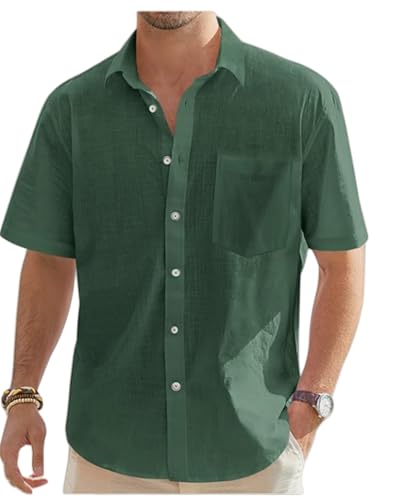 Hauts d'été en lin pour homme l'excellence du lin vert léger boutonné
