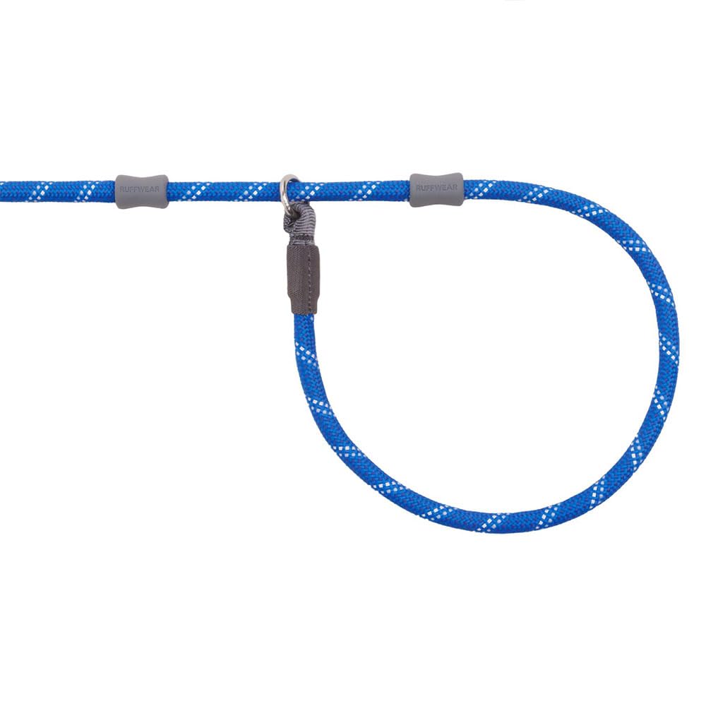 Just‑a‑Cinch Slip Lead Dog Leash, 5 ft Reflective Rope with Adjustable Silicone Stoppers, Collar‑Free Cinch Design, Tubular Webbing Handle, Accessory Loop, Blue Pool
