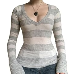 5-gray White V-neck Knit