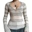 5|grey white v|neck knit