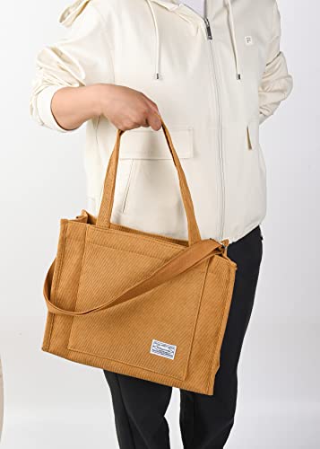 Image of Valleycomfy Corduroy Tote Bag for Women Travel Crossbody Bag Purse Women Shoulder Bags Work Handbags Everyday Hobo Bag