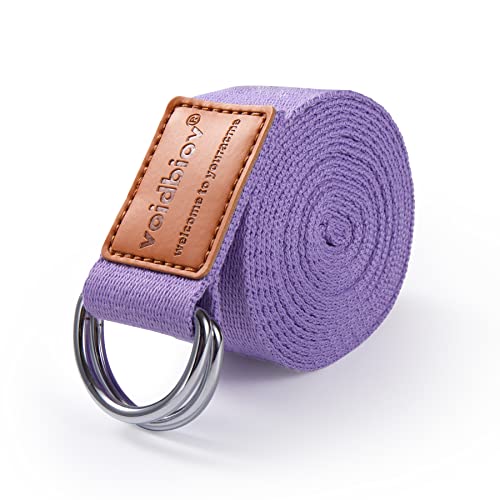 voidbiov D-Ring Gesp Yoga Riem, Duurzaam Katoen Verstelbare Stretch Riem Lavendel 2,5M