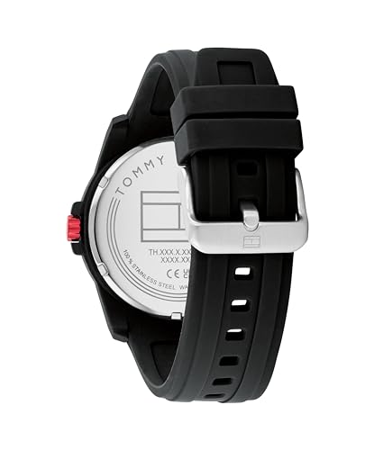 Image of Tommy Hilfiger Men's 3-Hand Quartz Watch - Casual Sport Style, Silicone Strap, Water-Resistant to 50 Meters, Everyday Fashion Wristwatch, Gift for Him - 44mm