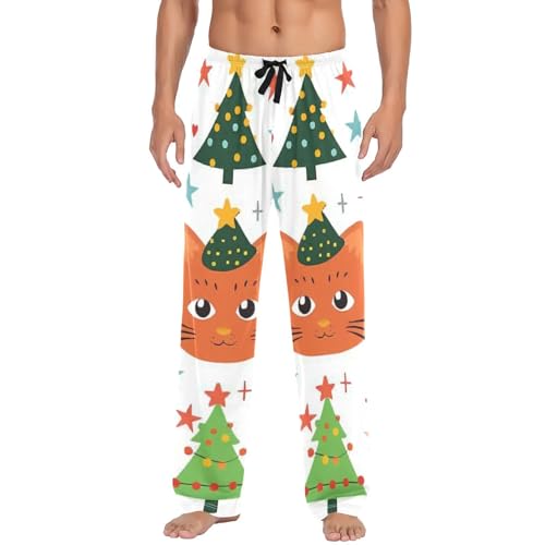 Christmas Santa Men's Pajama Bottoms Plaid Pajamas Pants for Men Soft Long Lounge Woven Pj Sleep Pant with Pockets2