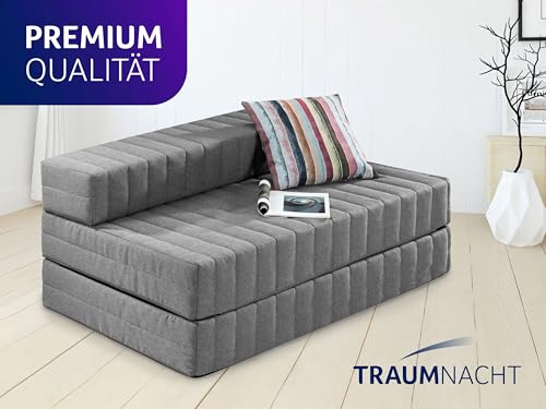 Sofá de 3 plazas con función cama, colchón plegable gris de 140 x 200 cm 3